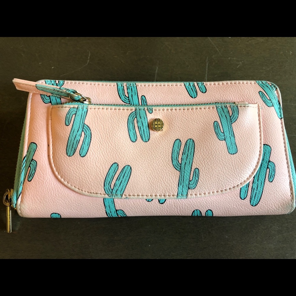 Cute, Pink cactus long wallet/clutch